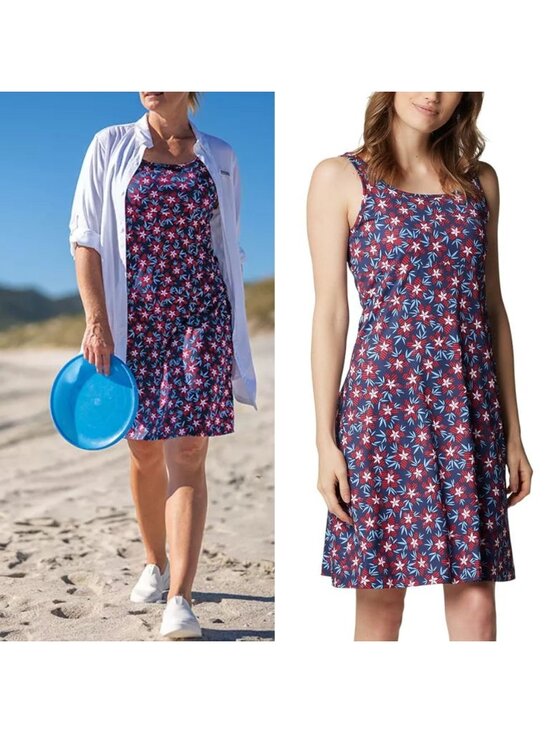 Columbia Dresses & Skirts - Columbia Sportswear Size XS Nocturnal Hibiscustripe Floral PFG Freezer III Dress